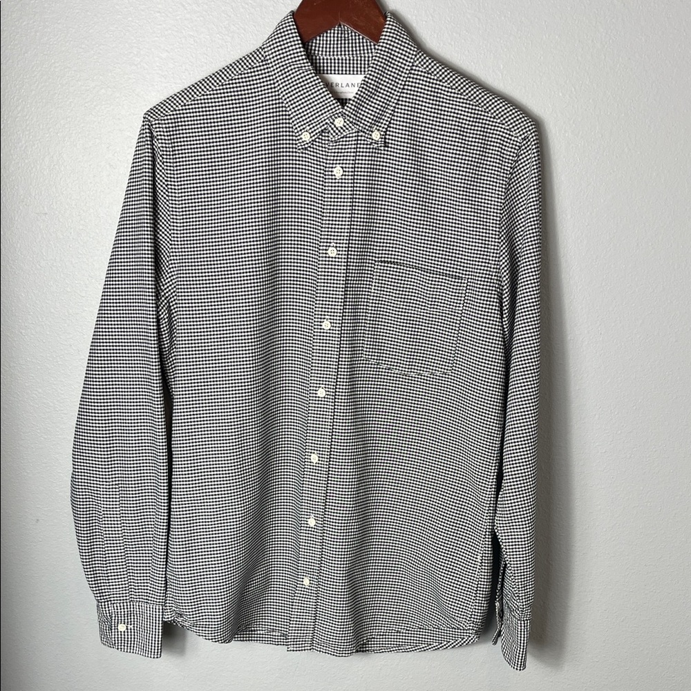 Everlane Black and White Checkered Button-Down Shirt